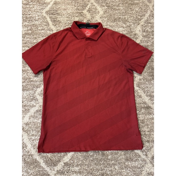 Men's Size Medium Nike Tiger Woods Golf Polo Red Snap Used Clean RARE Y2K - Picture 1 of 6
